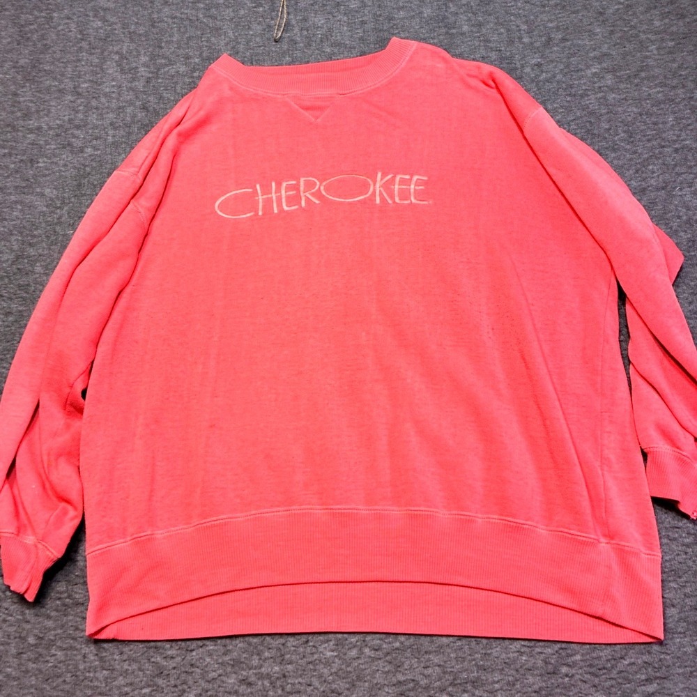 Cherokee Sweatshirt Womens Large Pink Vintage Crewneck Embroidered Pullover